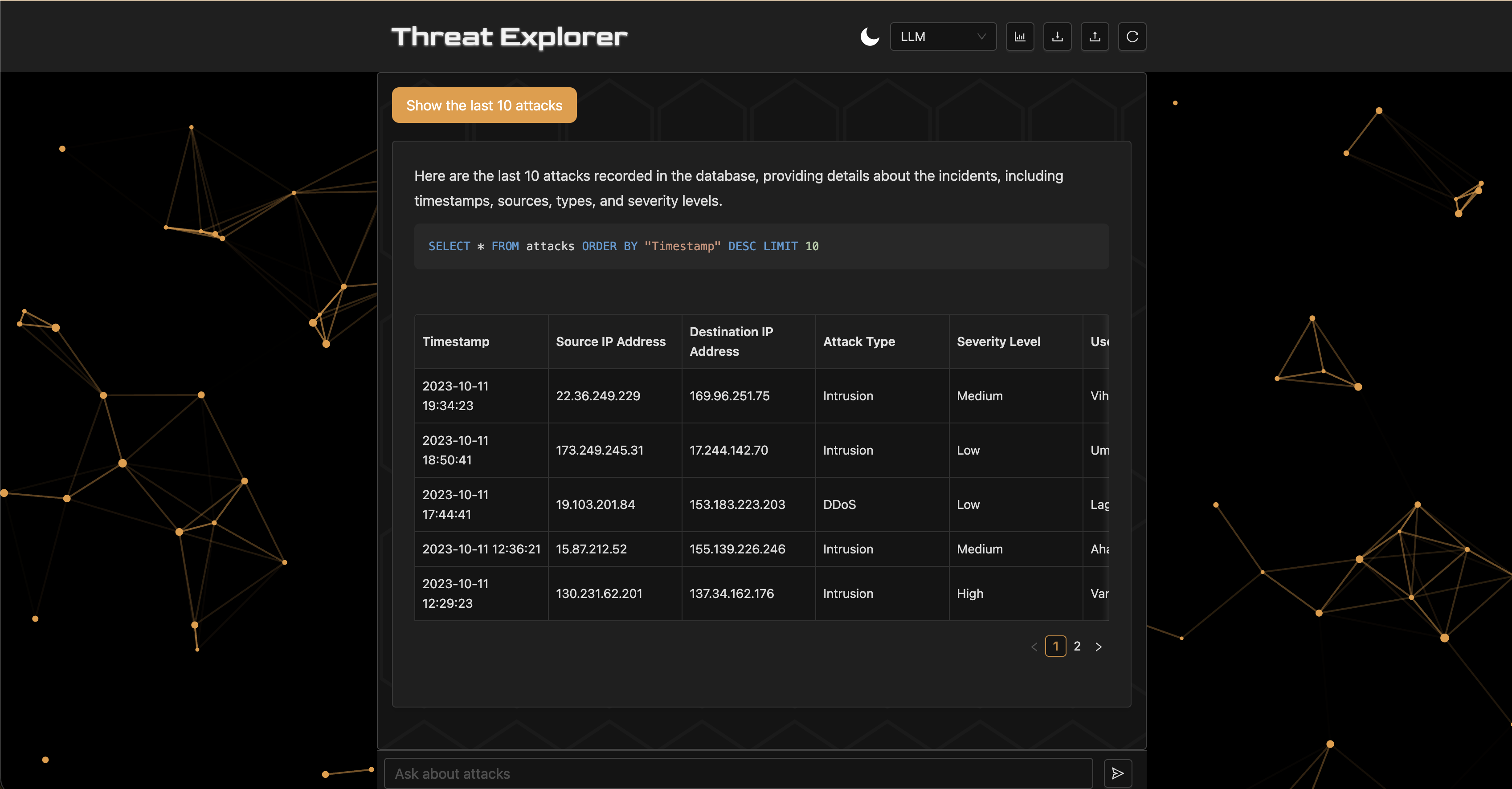 Chart response with table